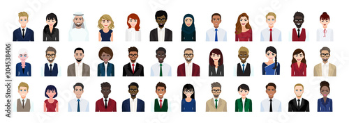 Fotografía Business people cartoon character head collection set