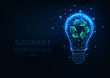 © Inna - Futuristic sustainable development concept with glowing low polygonal light bulb and recycle sign