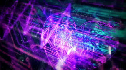 Wall Mural - cyber heart pulse futuristic illustration