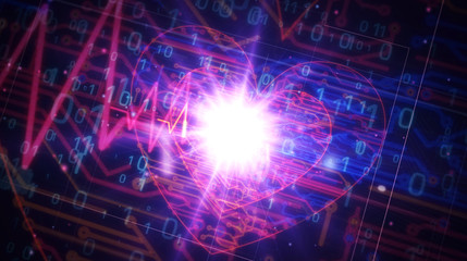 Wall Mural - cyber heart pulse futuristic illustration