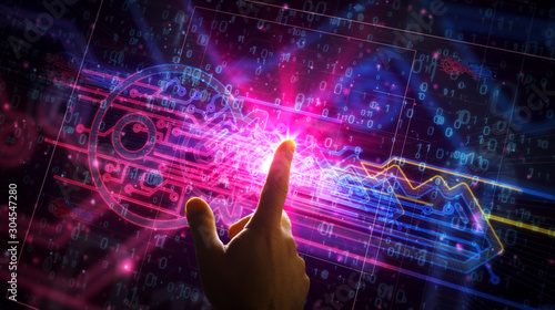 Fotomural Cyber security key futuristic illustration
