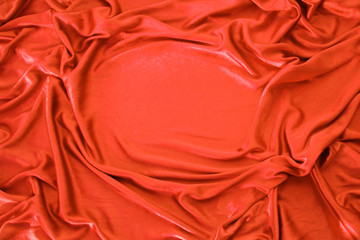 Wall Mural - beautiful silk fabric in red draped with small folds, soft flowing, luxury concept, wedding, copy space