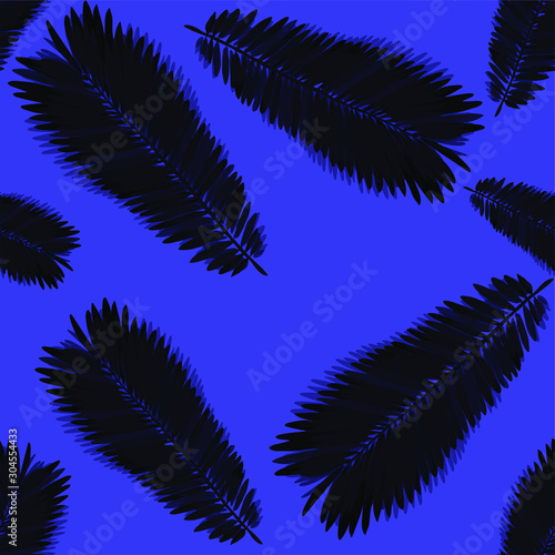 Seamless pattern with tropical leaves. Beautiful allover print with hand draw...