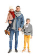 © Pixel-Shot - Portrait of happy family in autumn clothes on white background