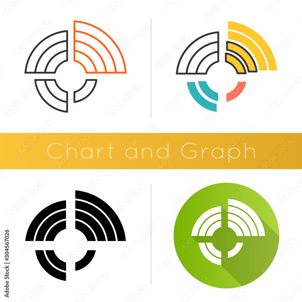 Multivariate Data Color Chart Stock-Vektorgrafik „Radial diagram icon. Round chart, graph. Radar ...