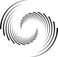 Abstract rotated black lines in circle form. Geometric art. Monochrome background. Design element for frame, web, logo, prints, template, presentation end textile pattern