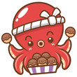 Vector illustration of Cartoon octopus chef takoyaki