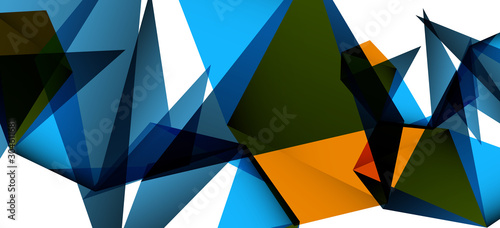 Triangle geometric background in trendy style on light background. Retro vect...
