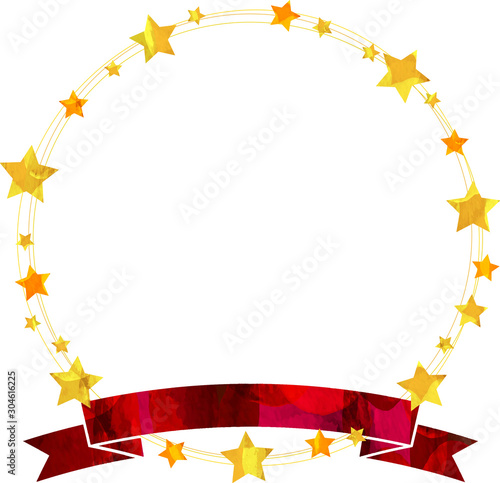 星 フレーム サークル リボン イラスト 切り絵風 クリスマス リース Star 七夕 Vector De Stock Adobe Stock