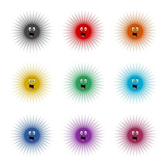 Canvas Print - Color Smiling Sun icon set isolated on white background.