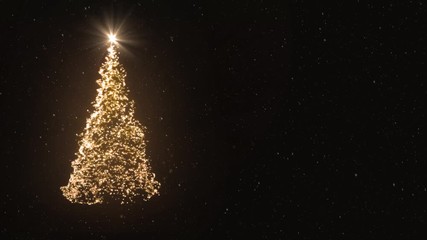 Wall Mural - 3d animation - christmas tree of light particles on black background