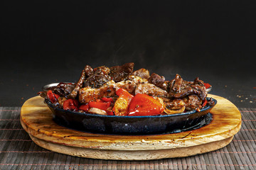 Mexican food. Beef Fajitas - Traditional dish of Mexico