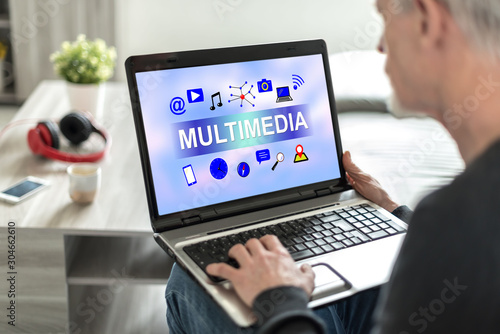 Fotomural Multimedia concept on a laptop screen