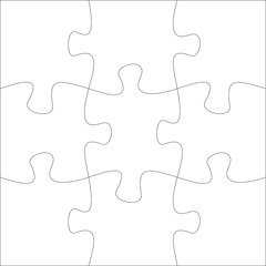 Sticker - Jigsaw pieces template. Nine jigsaw puzzle parts