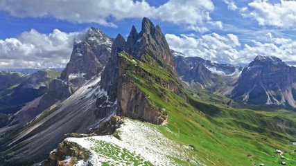 Wall Mural - aerial view of seceda, south tyrol in dolomites