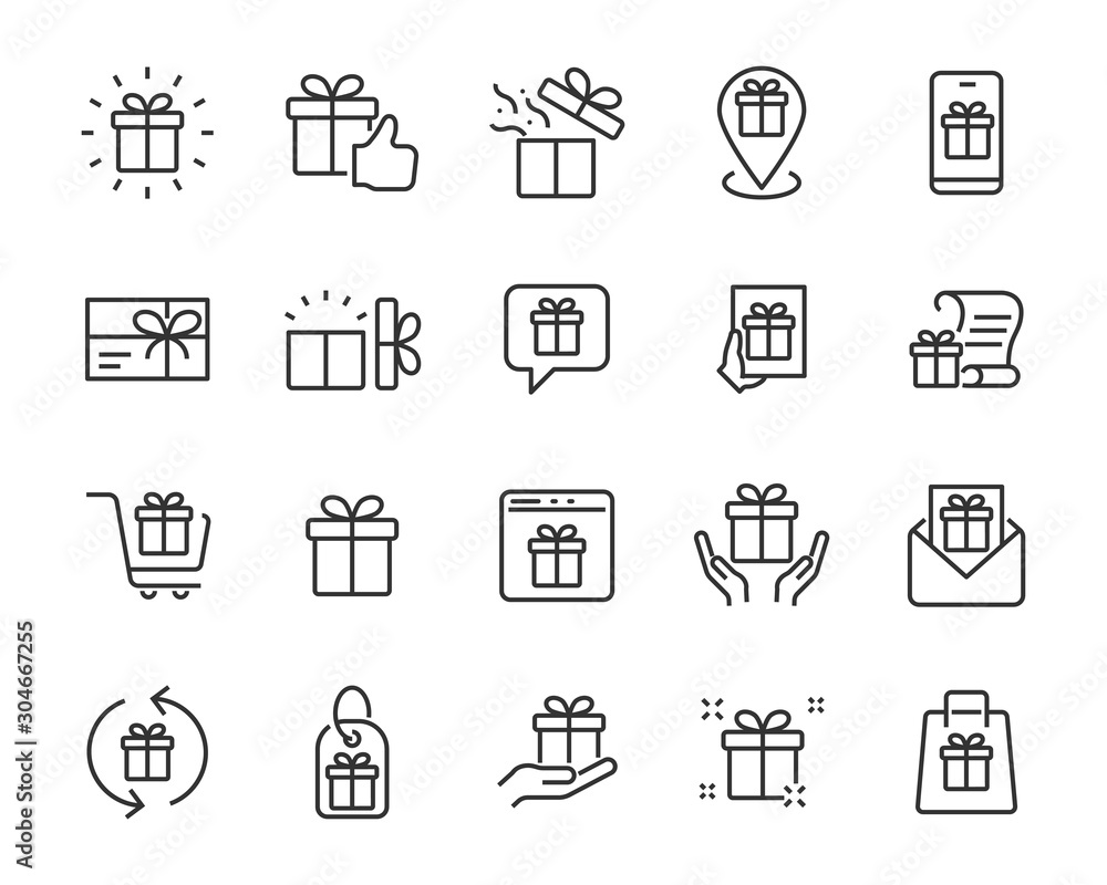 set of gift icons, gift box, birthday gift, surprise - obrazy, fototapety, plakaty 