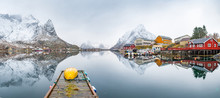Beautiful Fishing Town Of Reine At Lofoten Islands, Norway	