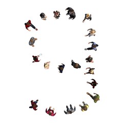 Poster - people - arranged in number 9 - top view without shadow - isolated on white background