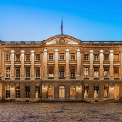 Facade of the current Rohan Palace city hall of Bordeaux in Gironde in New Aquitaine, France