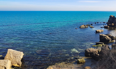 Beautiful calm azure sea coast