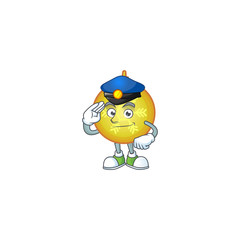 Poster - Yellow christmas ball cartoon character as a police officer.