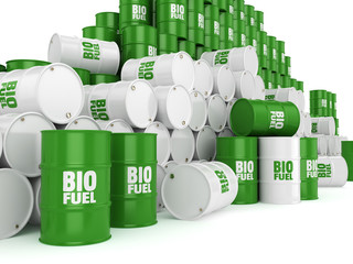 Wall Mural - 3D rendering barrels of biofuels