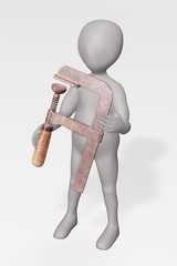 Canvas Print - 3D Render of Character with Clamp