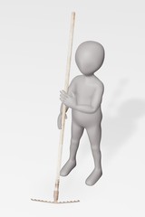 Canvas Print - 3D Render of Character with Rake