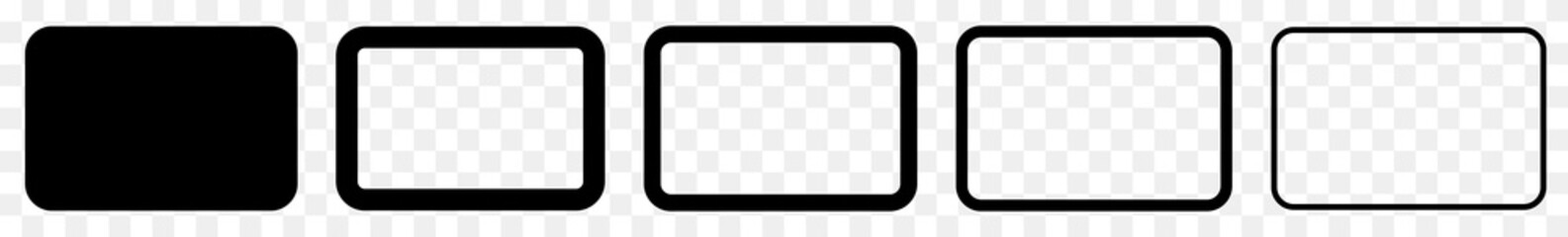 Wall Mural - rectangle icon black | rounded rectangles | blank box symbol | empty frame logo | button sign | isol