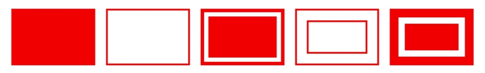 Wall Mural - rectangle icon red | label rectangles | box symbol | frame logo | emblem sign | isolated | variation