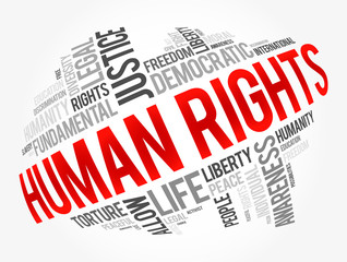 Human rights word cloud collage, social concept background