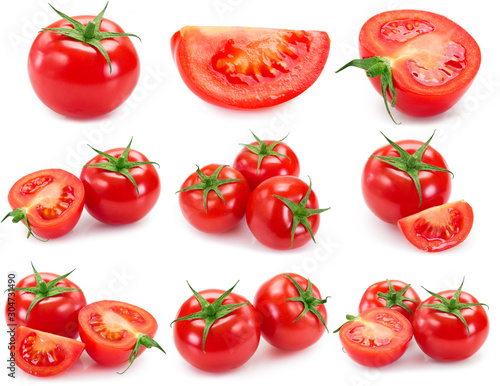 Cuadros en Lienzo Collection of fresh tomato isolated on white background