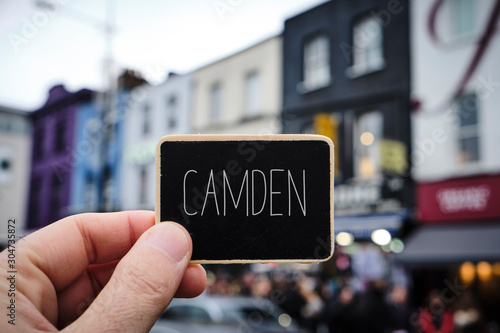 Foto word Camden in a sign in London, UK.