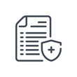 Insurance plans document line icon. Medical document with shield vector outline sign.