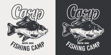 Vintage Emblem Carp Fish Retro Isolated Vector Illustration On A White Background.
