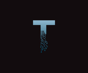 Digital T Letter Network  Data Logo Icon