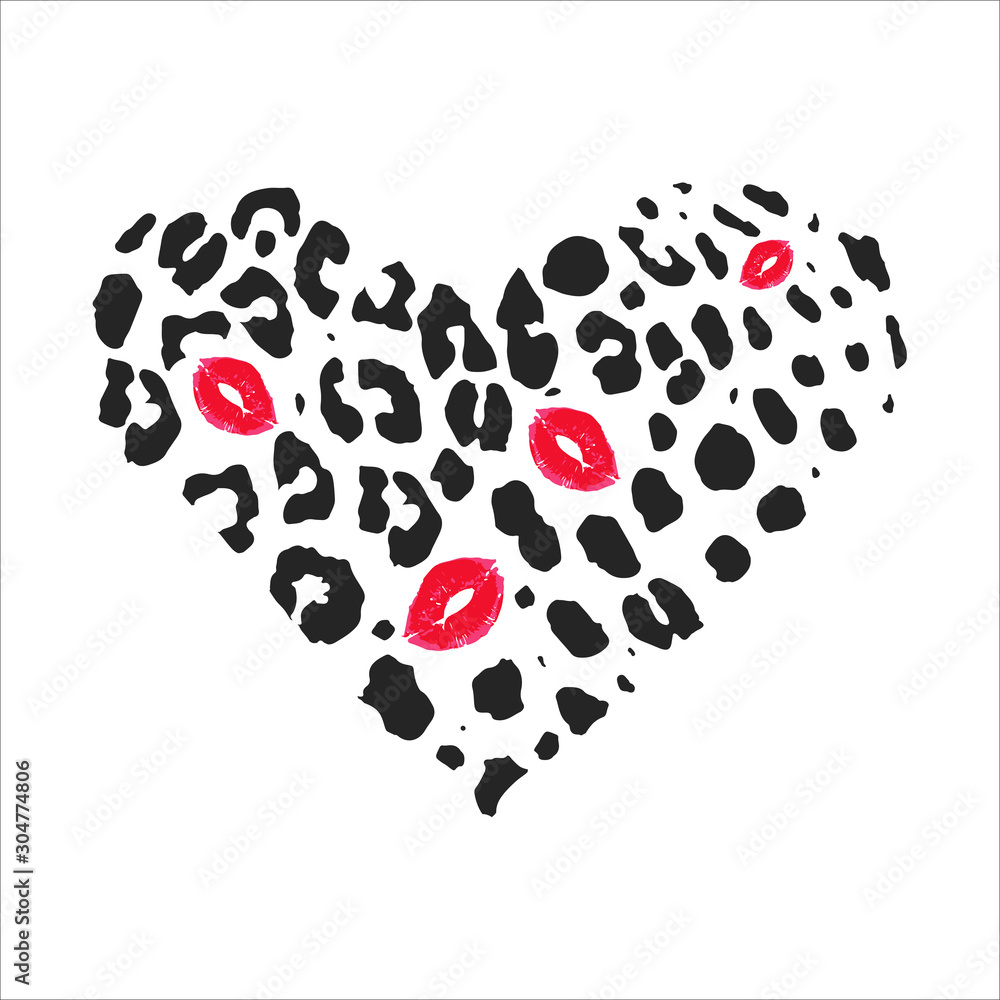 Seamless animal pattern for textile design Vector illustration in heart ...