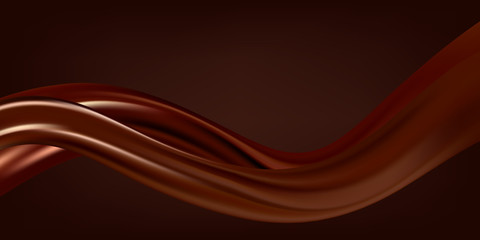 Wall Mural - Abstract Chocolate Background, Brown Drapery Silk, Vector Illustration