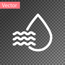 White Water Drop Percentage Icon Isolated On Transparent Background. Humidity Analysis. Vector Illustration