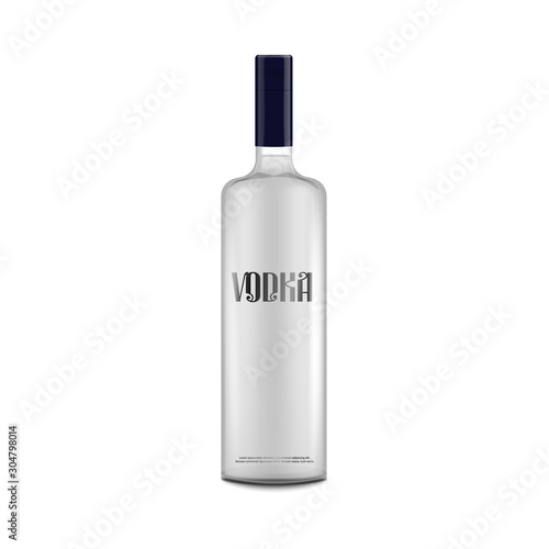 Fotografía Isolated vodka bottle mockup with text label - alcohol drink packaging template