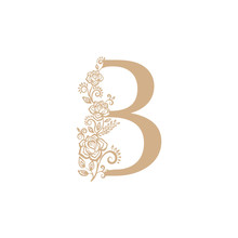 Vector Illustration Flower Initial Letter Luxury Beauty Flourishes Ornament Monogram Wedding Icon Logo Vintage