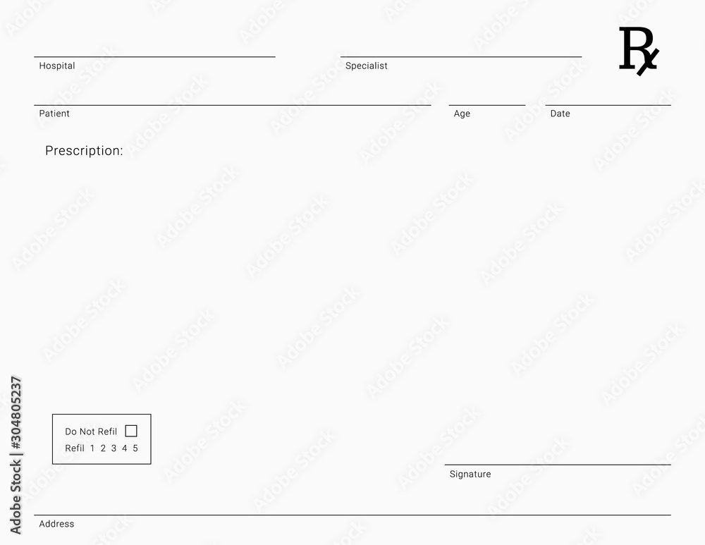 Doctor's Rx pad template. Blank medical prescription form Stock Vector | Adobe Stock doctor-s-rx-pad-template-blank-medical-prescription-form-stock-vector-adobe-stock