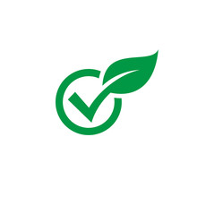 Check Leaf Icon Logo Vector, Check Wood Logo Vector, Green Check Audit Icon