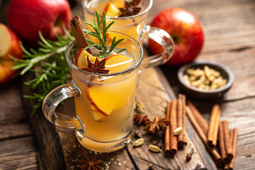 Wall Mural - Christmas mulled apple cider with cinnamon and anise, traditional winter warming hot drink, beverage or cocktail