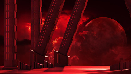 Wall Mural - Space environment, ready for comp of your characters.3D rendering