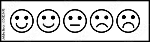Photographie smiley face emoticons / emoji line art vector icons for apps and websites, Custo