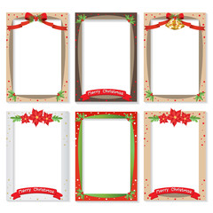 Set of Christmas photo frame vector Cartoon Design, Cute Christmas border design decoration.