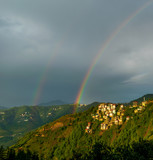 Fototapeta Tęcza - double rainbow over the hill