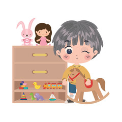 Fototapete - Isolated boy cartoon with toys vector design