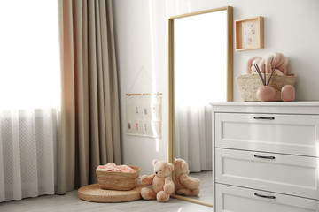 Sticker - Modern room interior with white chest of drawers